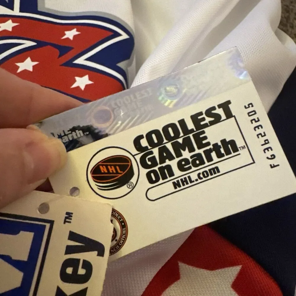 NWT Authentic‎ Ccm Columbus Blue Jackets Jersey Boys XL Mic 90s Vintage White
